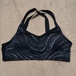 PINK black Patterned Sports Bra size L